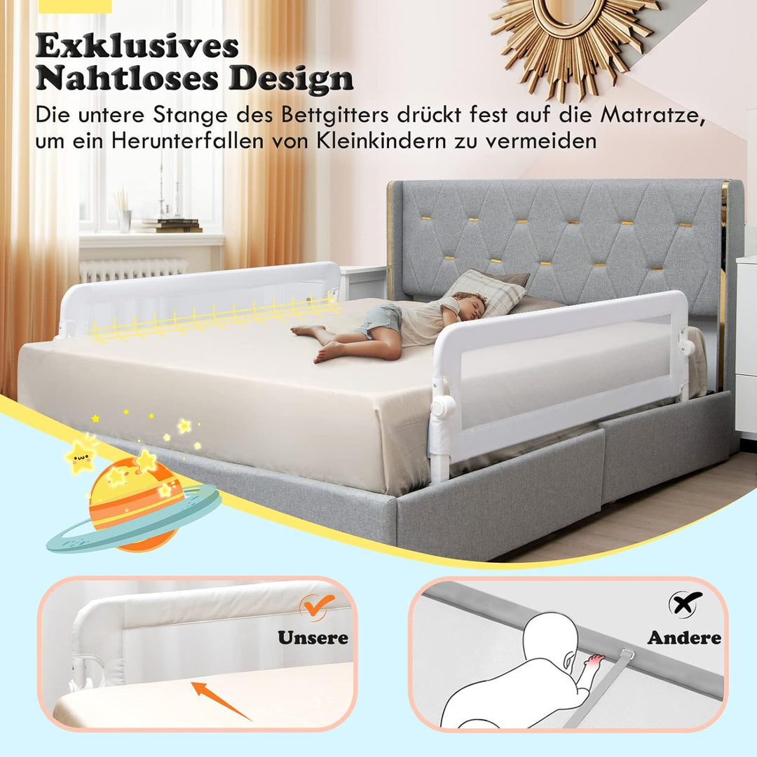 GOPLUS Bettgitter, Klappbarer & Tragbarer Bettschutzgitter für Babys unter 3 Jahren, Babybettgitter