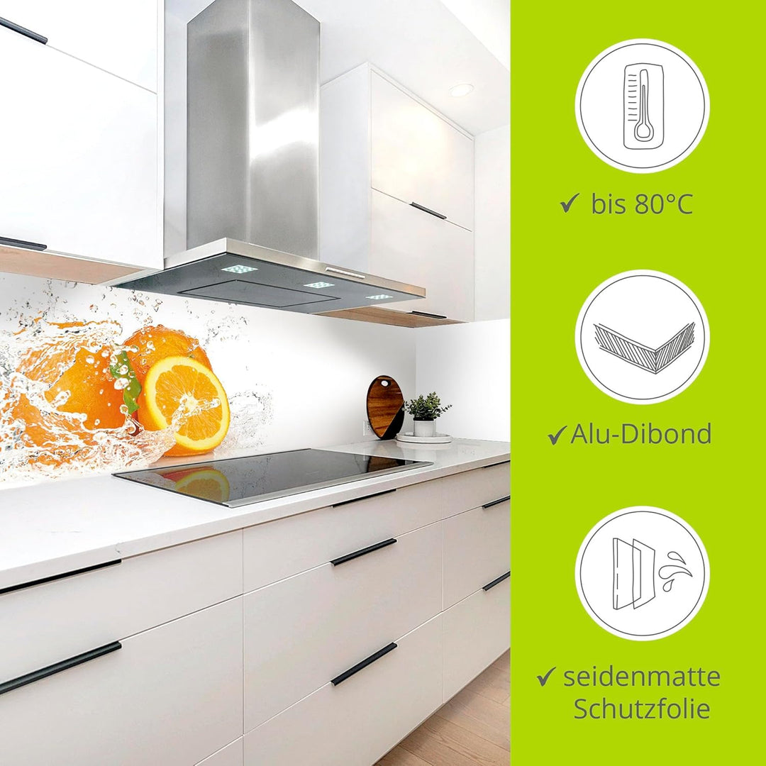 ARTland Spritzschutz Küche aus Alu für Herd Spüle 70x60 cm (BxH) Küchenrückwand mit Motiv Essen Obst