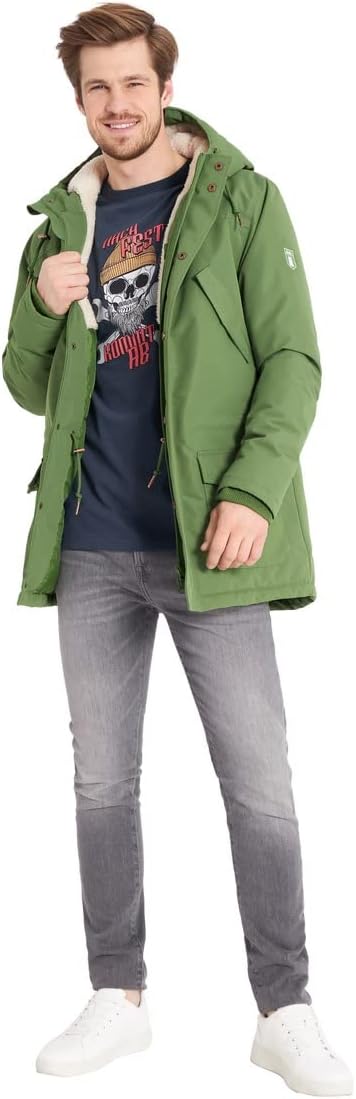 derbe Herren Regenjacke Winter Friese Festholm | Wintermantel | Parker | Hamburg S cactus/off white,