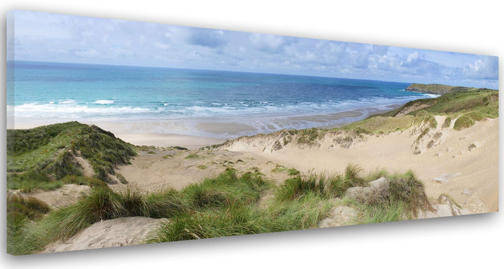 Feeby. Leinwandbild, Bilder, Wand Bild, Wandbilder, Kunstdruck 150x50 cm, MEER, DÜNEN, NATUR, BRAUN,