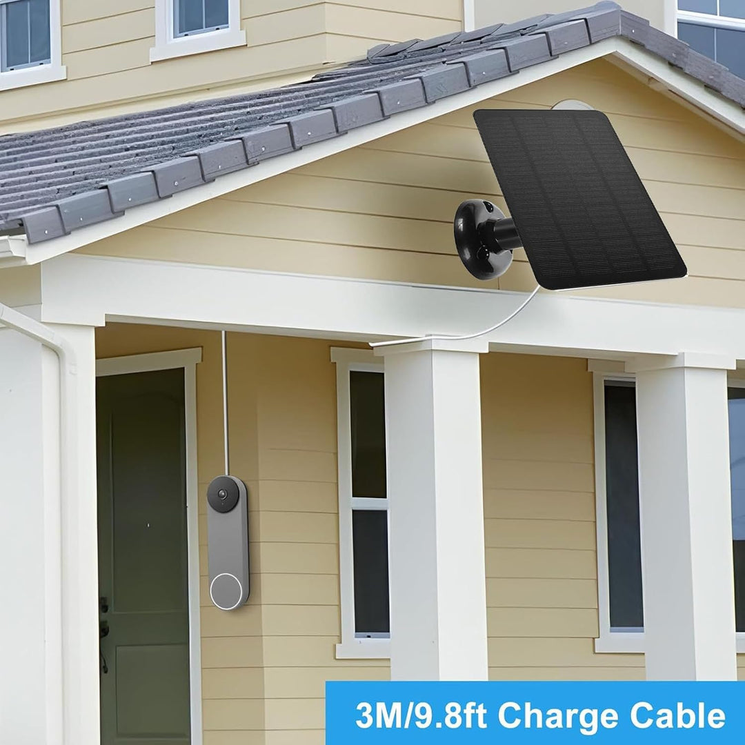 10-W-Solarpanel-Kamera-Ladegerät, Kompatibel mitNest, Ring Video Doorbell 2, Doorbell 3, 360-Grad-St
