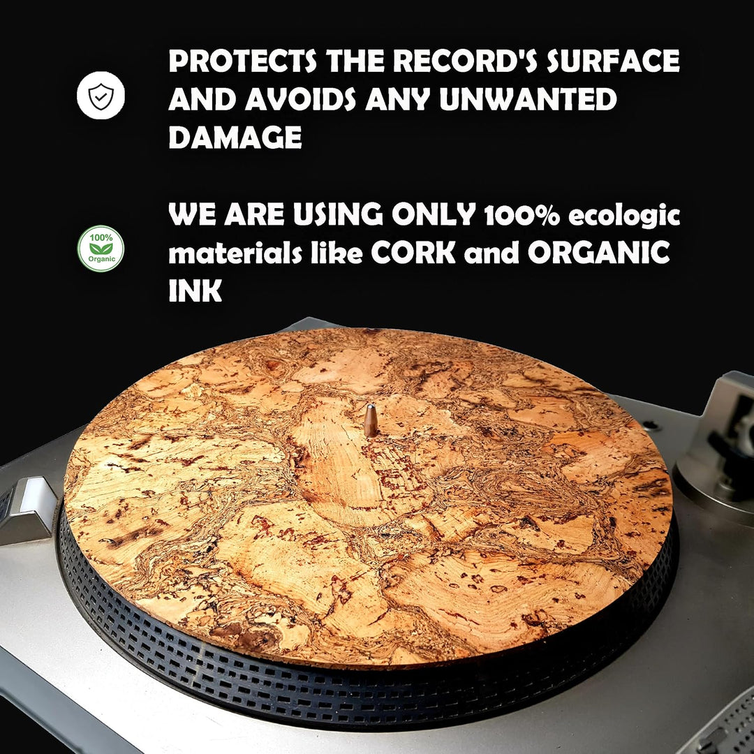 Premium Slipmat - Kork-Plattenspielermatte für bessere Klangunterstützung auf Vinyl-LP-Schallplatten