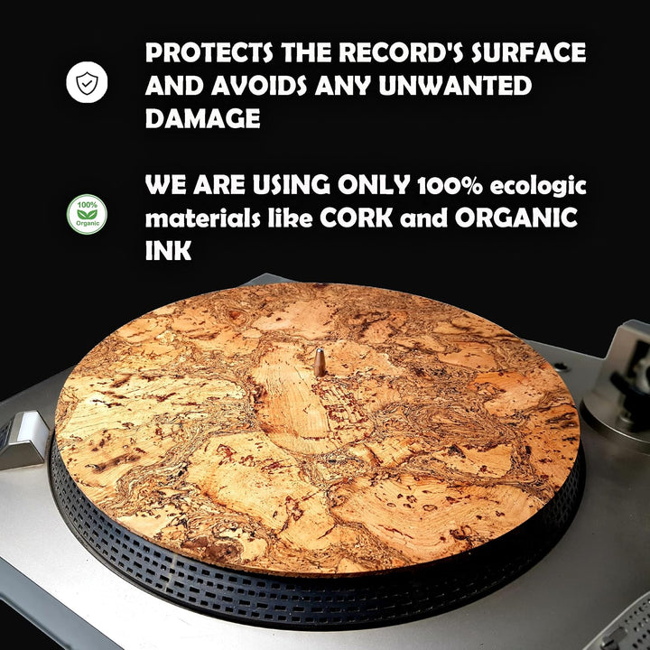 Premium Slipmat - Kork-Plattenspielermatte für bessere Klangunterstützung auf Vinyl-LP-Schallplatten