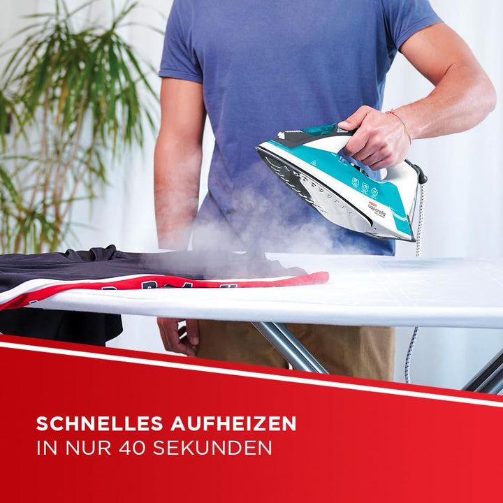 Polti Vaporella Quick&Comfort QC120 Bügeleisen mit Bügelplatte aus Edelstahl, Griff mit Soft-Touch-K