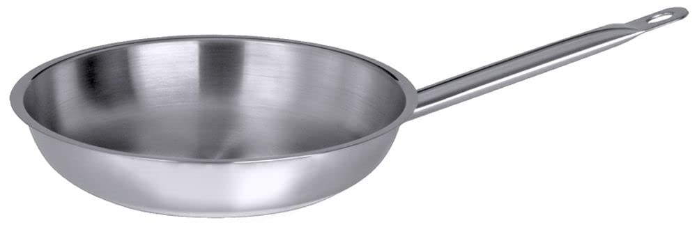 Contacto Edelstahl Bratpfanne 24 cm, seidenmatt gebürstet, verkapselter Sandwichboden, induktionsgee
