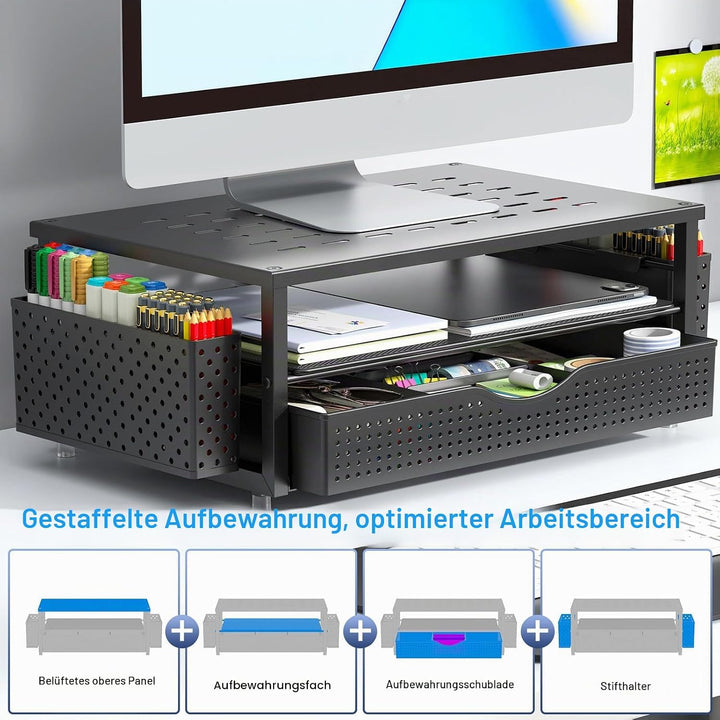 gianotter Schreibtisch-Computer-Monitorständer mit Schublade und 2 Stifthaltern, Schreibtisch-Organi