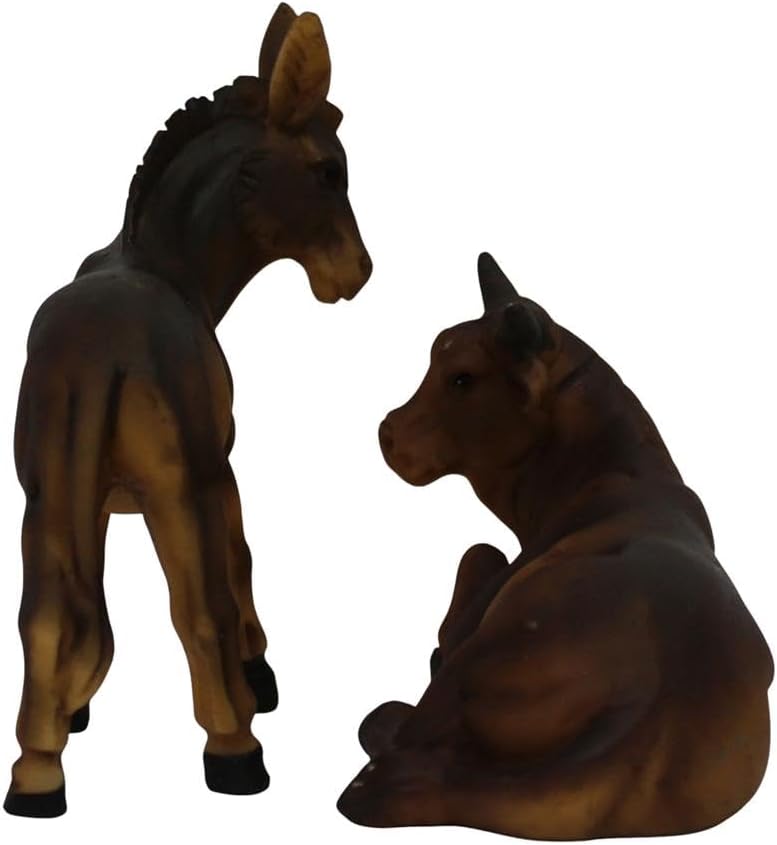 ZICOM Krippenfiguren Krippenzubehör Miniaturzubehör Miniatur Ochse und Esel 7,8cm handbemalt Polyres