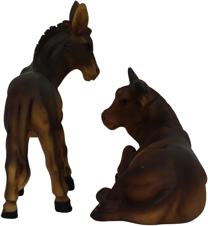 ZICOM Krippenfiguren Krippenzubehör Miniaturzubehör Miniatur Ochse und Esel 7,8cm handbemalt Polyres