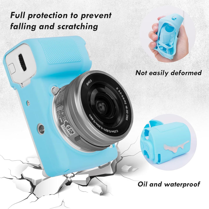 Rieibi ZVE10 Hülle, Weiche Silikon-Schutzhülle für Sony ZV-E10 ZVE10 Kamera, blau, Kameratasche, bla