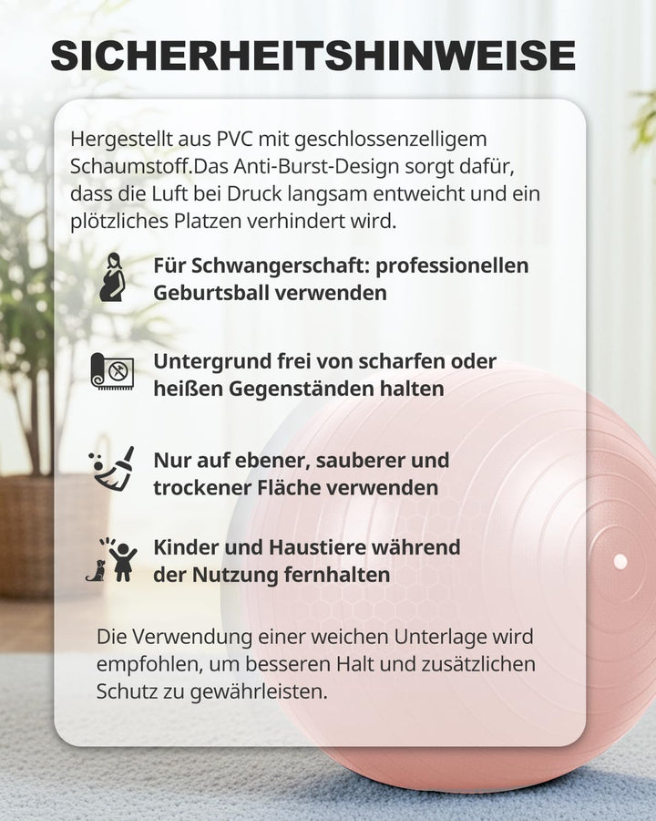 Trideer Gymnastikball – Ergonomischer Sitzball für Büro & Zuhause, Yoga Ball/Pilates Ball für Traini