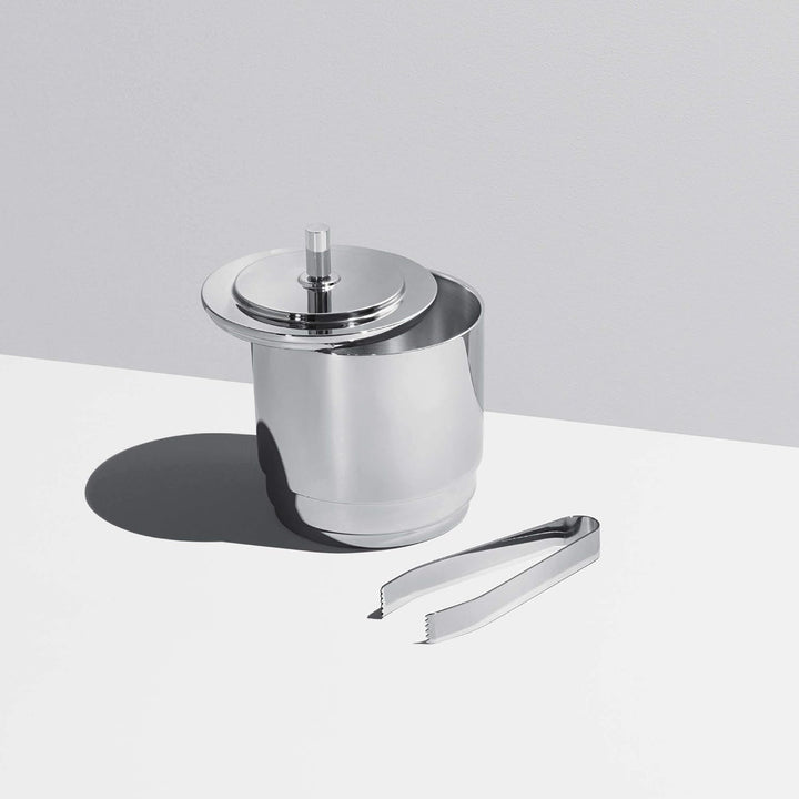Georg Jensen Manhattan Ice Eimer und Zange, SS, 1,5l, Edelstahl, silber, 14,6 x 14,6 x 18,1 cm, Silb