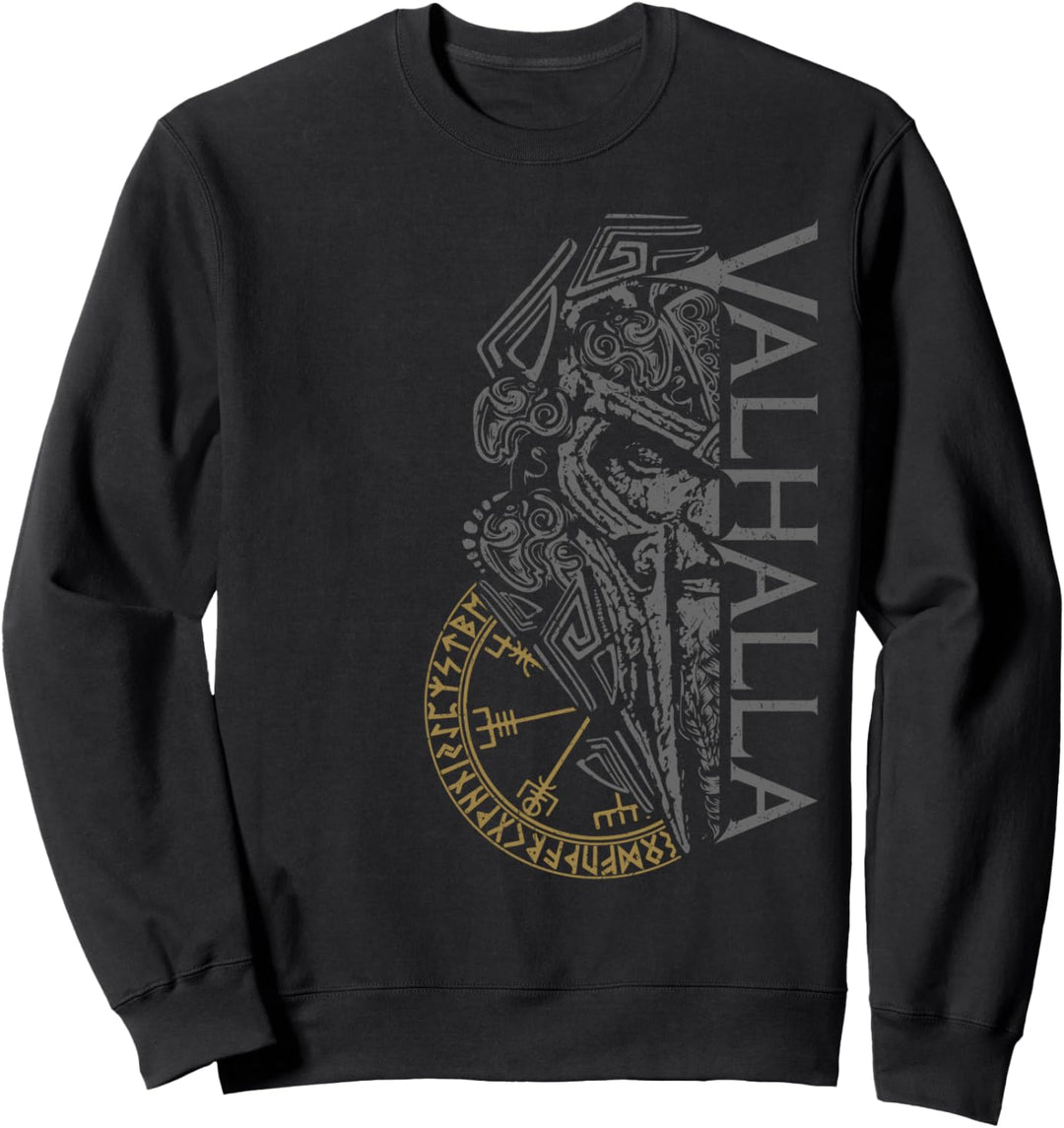 Walhalla Odin in Maske Runen Nordischer Kompass Wikinger Sweatshirt