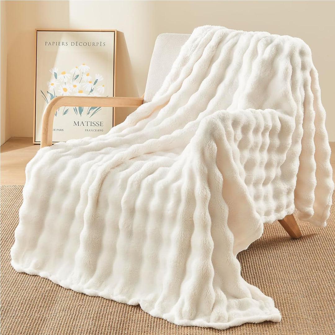 Bubble Decke Kuscheldecke Flauschig - 200x230cm Sofadecke & Couchdecke aus Imitat-Wolldecke, Warme F