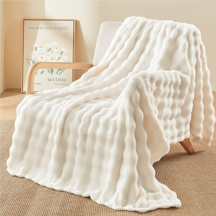 Bubble Decke Kuscheldecke Flauschig - 200x230cm Sofadecke & Couchdecke aus Imitat-Wolldecke, Warme F