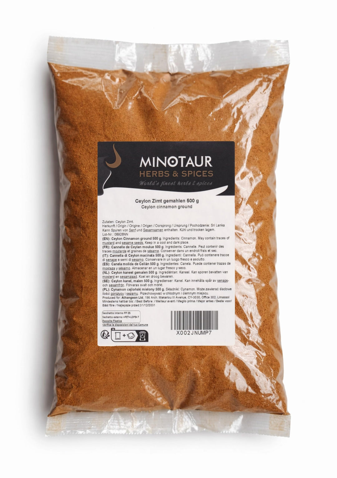Minotaur Spices | Ceylon Zimt gemahlen, feines Ceylon Zimtpulver 2x500g (1 Kg)