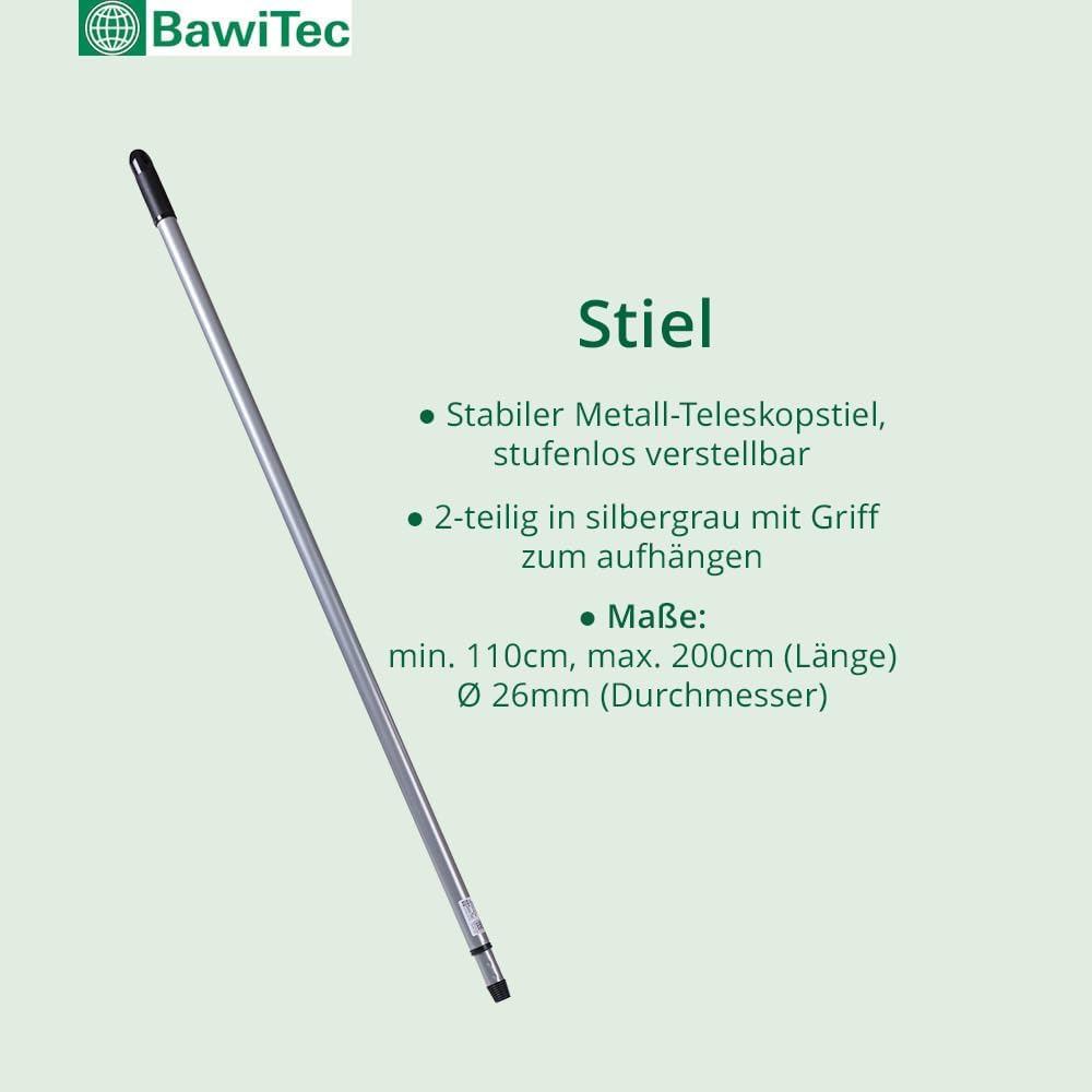 BawiTec Profi Kehrbesen Set Kehrset XL Besen 60cm Saalbesen #0715 inkl. Metall-Teleskopstiel verstel