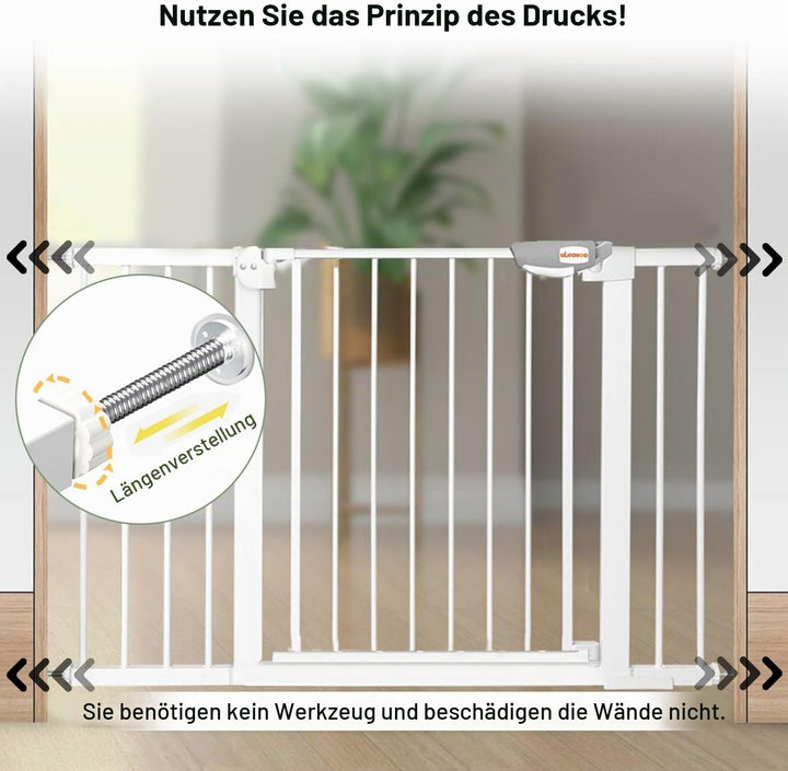 UBRAVOO Babygitter für Türen und Treppen, Höhe 100 cm, Sicherheits-Haustiergitter, Spannungstyp,auto