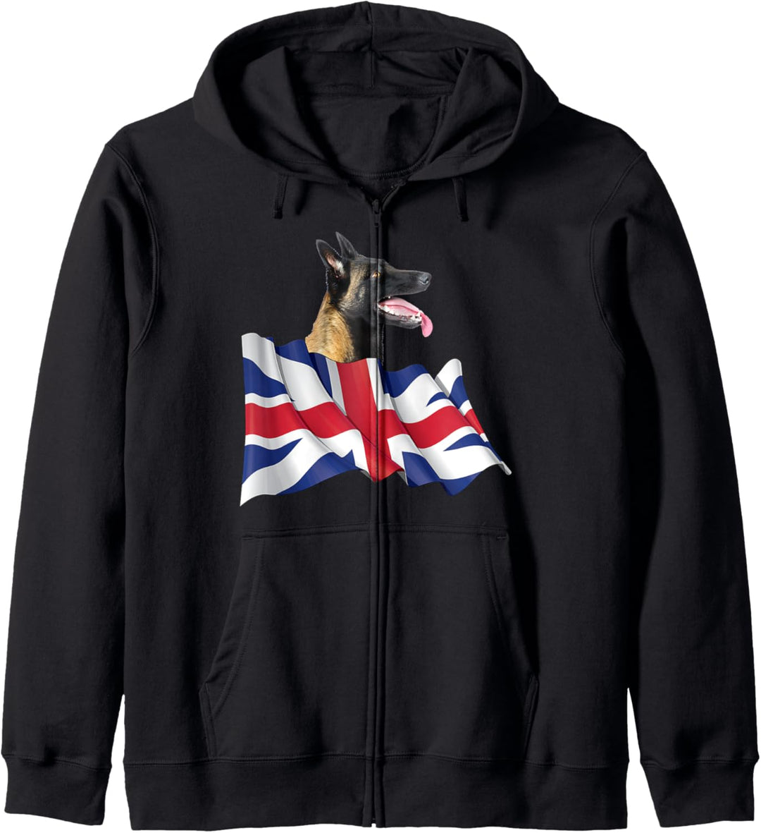 Union Jack Flag Dog Belgian Sheepdog Kapuzenjacke