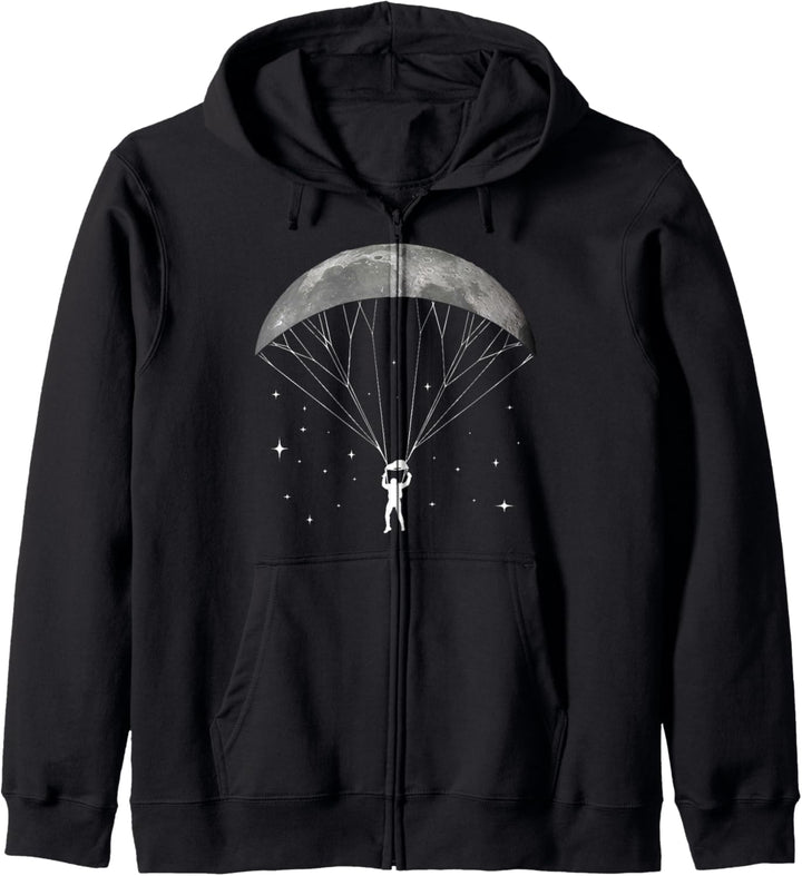 Paragleiter mit Mond Fallschirm Gleitschirm Paragliding Kapuzenjacke