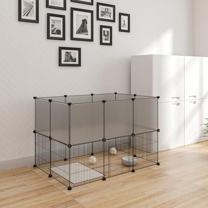 EUGAD Freigehege für Kaninchen, Meerschweinchen Gehege, Welpenauslauf Kleintiergehege inkl. Tür, Fre