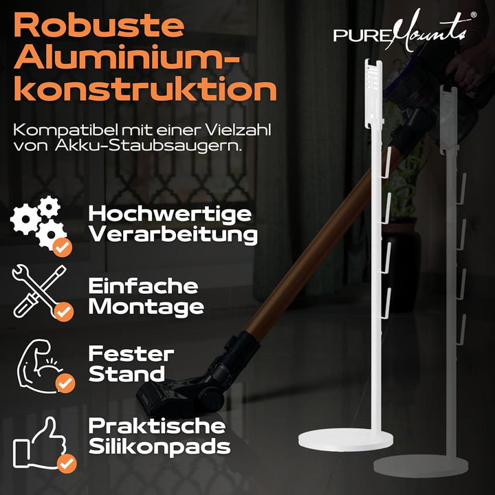 PureMounts Staubsauger Ständer Halterung universal kompatibel mit Dyson, Philips, Samsung, Bosch, Mi