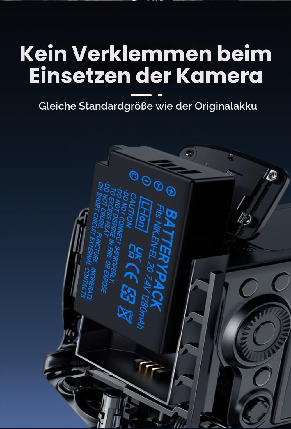 2 Stück EN-EL20 EN-EL20a Akkus und Smart LCD Display Dual USB Ladegerät für Nikon Coolpix P950, P100
