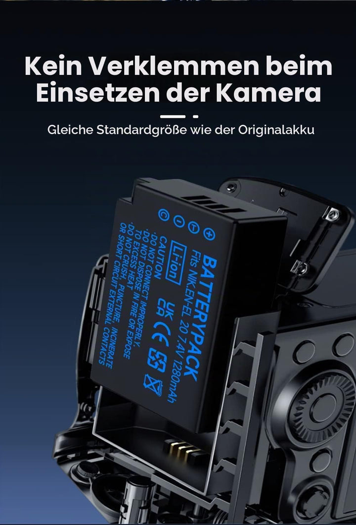 2 Stück EN-EL20 EN-EL20a Akkus und Smart LCD Display Dual USB Ladegerät für Nikon Coolpix P950, P100