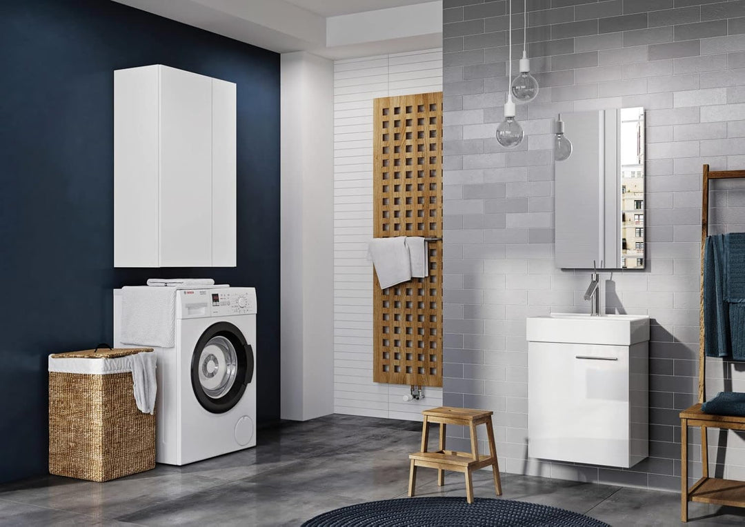 VBChome Badmöbel Set 45 cm Weiss – Waschbecken mit Hängeschrank, Badezimmerschrank mit Waschbeckenun