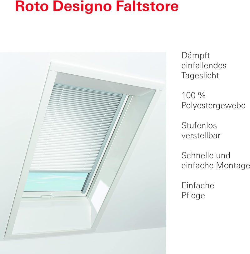 Original Roto Faltstore ZFA Faltrollo für Roto Dachfenster Führungsschiene Silber Plissee für Roto D