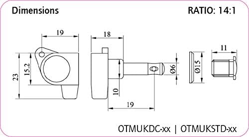 ORTEGA Ukulele Stimmmechaniken-Set, Die-Cast, schwarze Knöpfe, „entry level“, chrom (OTMUKSTD-CR)