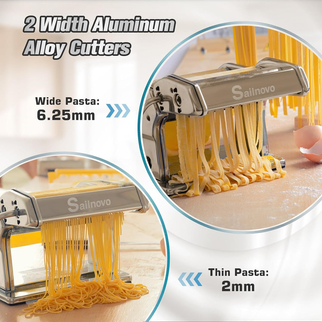 Sailnovo Nudelmaschine Pasta Maker 180 Aluminiumlegierung mit 9 Einstellbaren Stärkeeinstellungen un