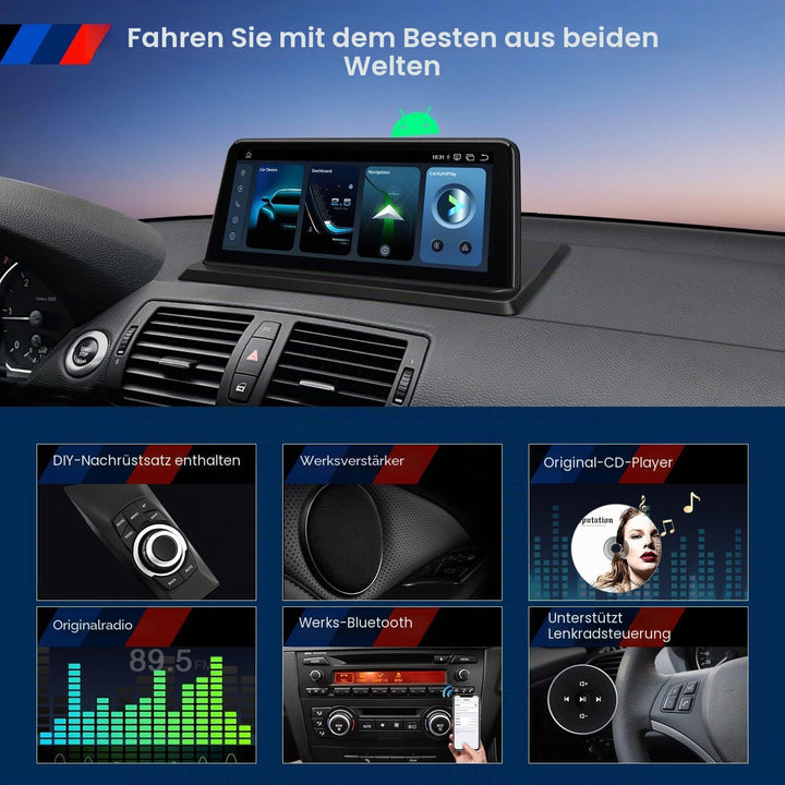 XTRONS 10,25 Zoll 8+128GB Autoradio Carplay für BMW 1er E81 E82 E87 E88
