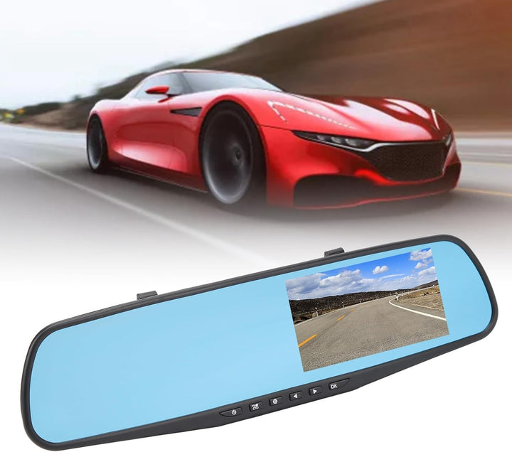 HD 1080P Doppelobjektiv-Spiegel-Dashcam, 4,3-Zoll-Anti-Glare-Parkmonitor-Rückfahrkamera (Mit 32g Spe
