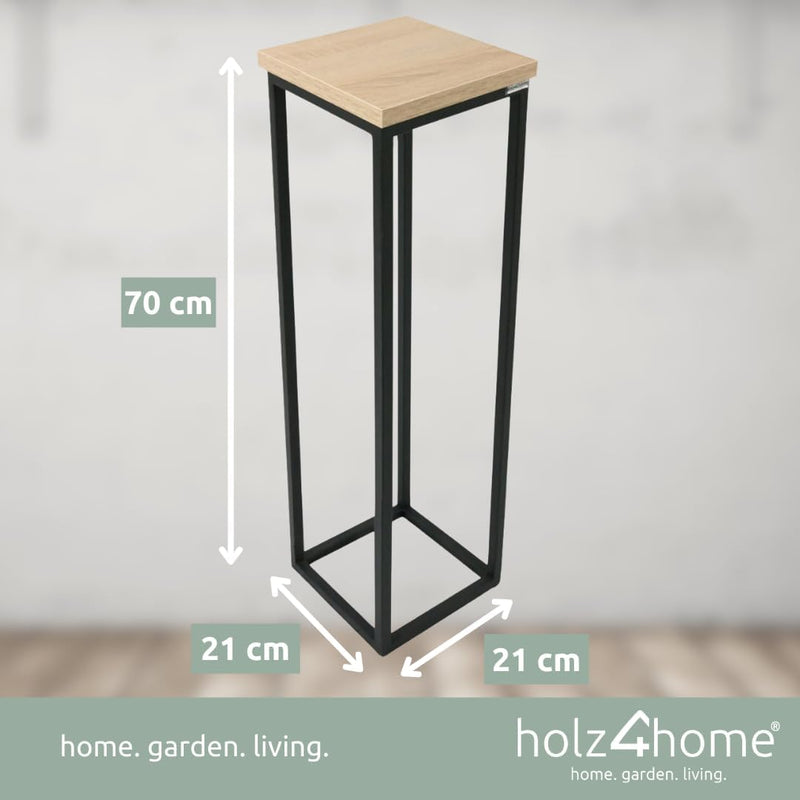 holz4home® Dekoständer aus MDF Eichenholz I Blumenständer Sonoma Eiche I Höhe: 70 cm I Dekosäule mit
