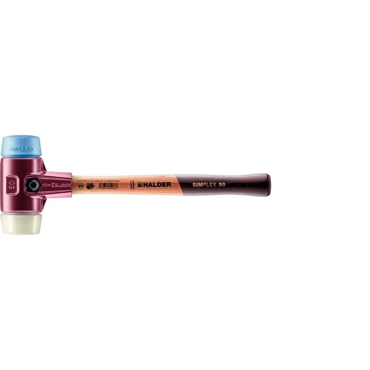 SIMPLEX-Schonhammer, TPE-soft/Nylon; mit Tempergussgehäuse und hochwertigem Holzstiel | D=50 mm | 30