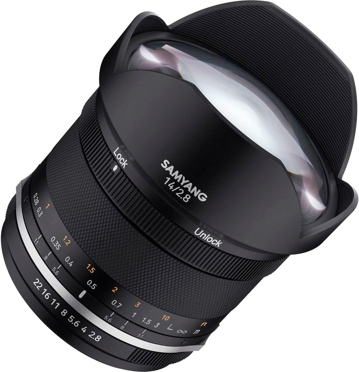 Samyang 22985 MF 14mm F2,8 MK2 für Canon EF – Weitwinkel Objektiv manueller Fokus für Vollformat und