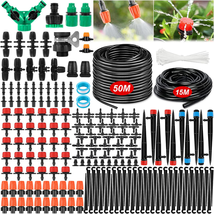 Garten BewässerungsSystem, 263Pcs Garten Bewässerung Kit, 50M+15M Bewässerungsrohre,Automatik Tröpfc