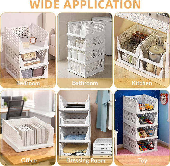 4 Pack Stapelbar Schrank kleiderschrank Organizer | Faltbare Organizer, Ausziehbar Faltbare Ordnungs