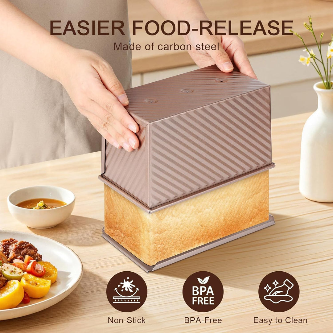 VINATO Brotbackform Mit Deckel 2er Set, 21 * 11,5 * 11cm + 19 * 9,5 * 8cm, Toastbrot Backform, Brotb
