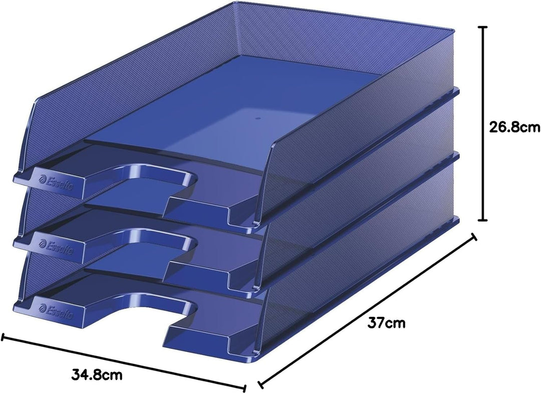 Esselte Briefkorb, A4, 10er Pack, Dunkelblau Transparent, Europost, 623600, Dunkelblau Transparent
