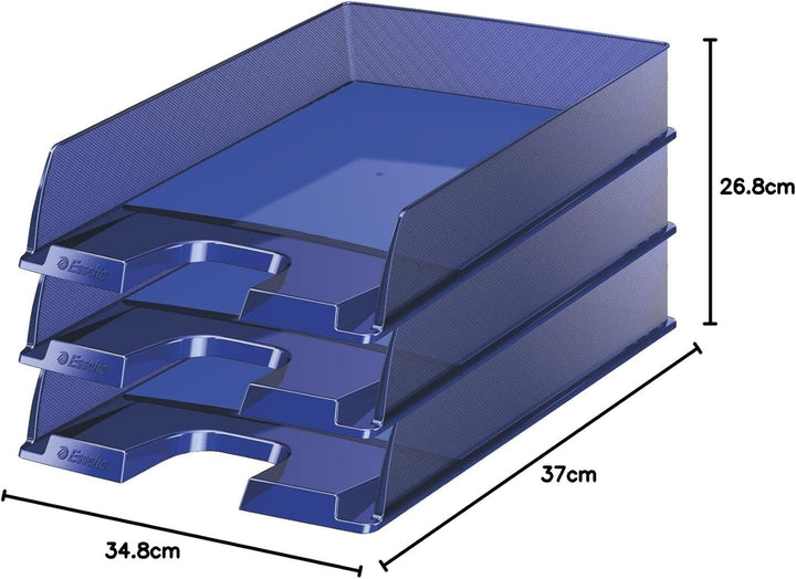 Esselte Briefkorb, A4, 10er Pack, Dunkelblau Transparent, Europost, 623600, Dunkelblau Transparent