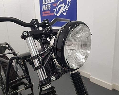 Motorrad 7.7" Scheinwerfer Glanz Schwarz 12V 55W für Cafe Racer & Scrambler - Schale