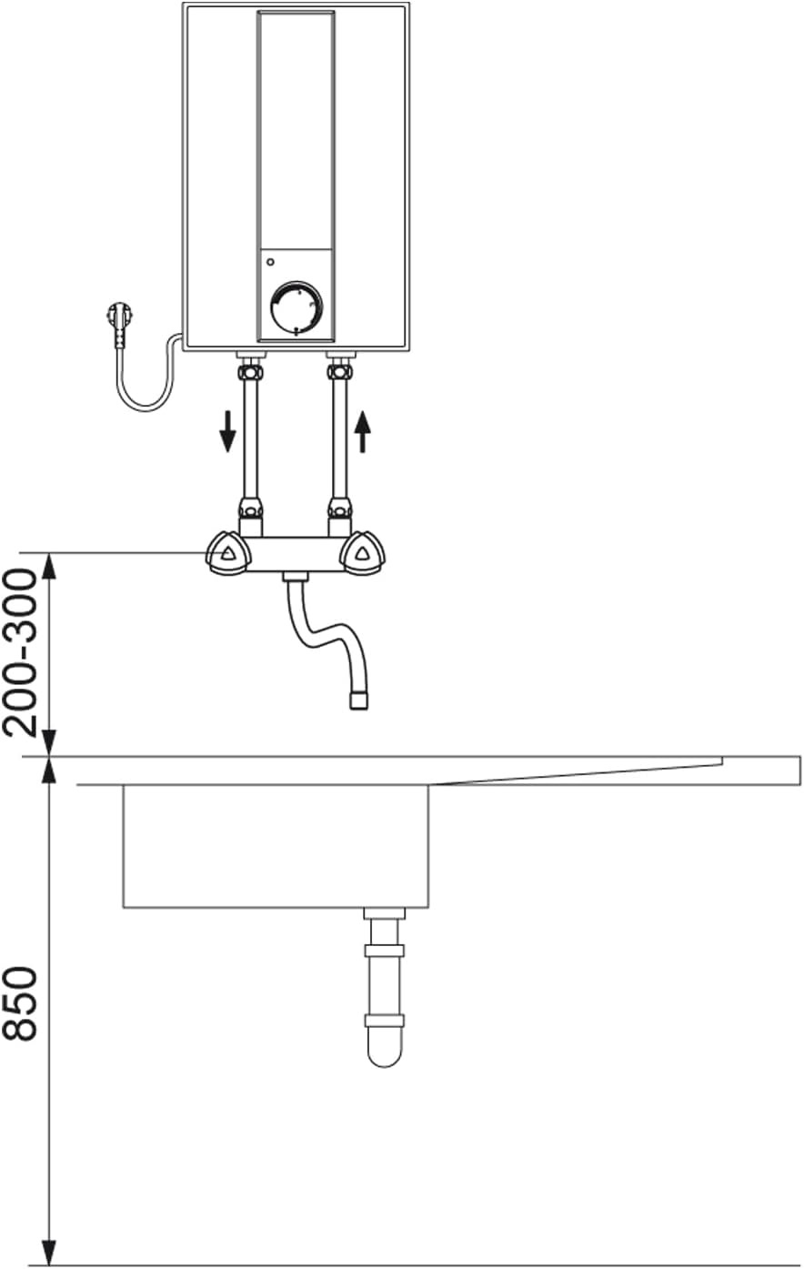 AEG druckloser Kleinspeicher Hoz 5 Basis, Übertischboiler 5 Liter Niederdruck, steckerfertig, 2 kW,
