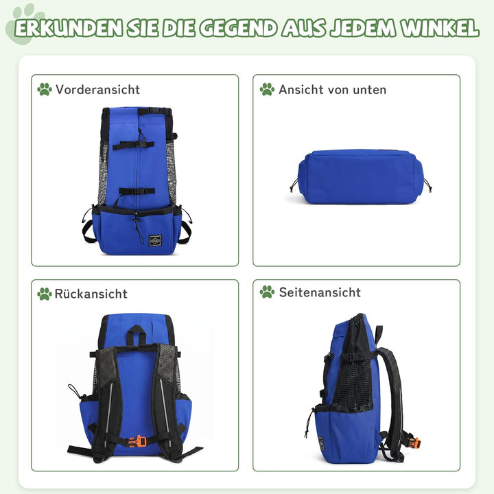 ALLSOPETS Hunderucksack Tragetasche Verstellbar für Kleine Mittelgrosse Hunde, Haustier Rucksack zum