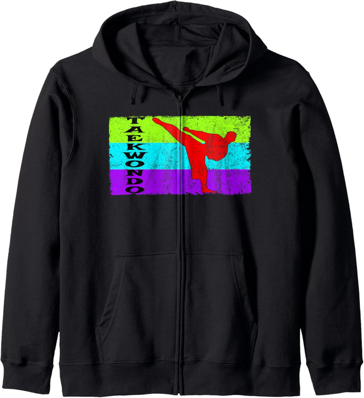 Retro Taekwondo Silhouette Korean Martial Arts Tae Kwon Do Kapuzenjacke