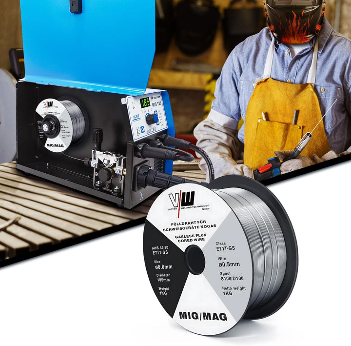 MIG MAG Schweissdraht E71T-GS - Fülldraht - Drahtrolle D100/S100-3 Rollen je 1kg - 0.8mm Durchmesser