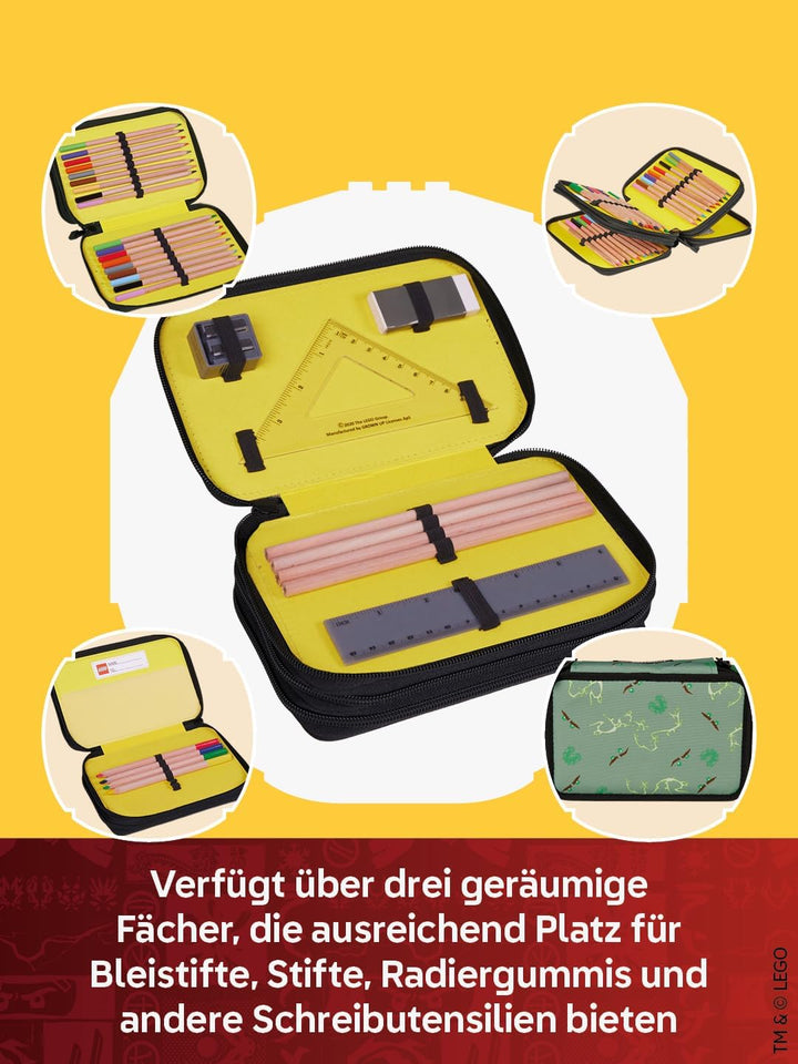 SKANDO BAGS LEGO® NINJAGO® Federmäppchen Junge gefüllt Spinjitzu Master – 3-Fach Federmappe mit 3 Fä