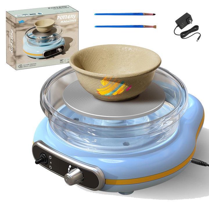 Mini Töpferscheibe Set 12cm Drehteller mit Zwei-Wege-Rotation & Einstellbarer Geschwindigkeit,Elektr