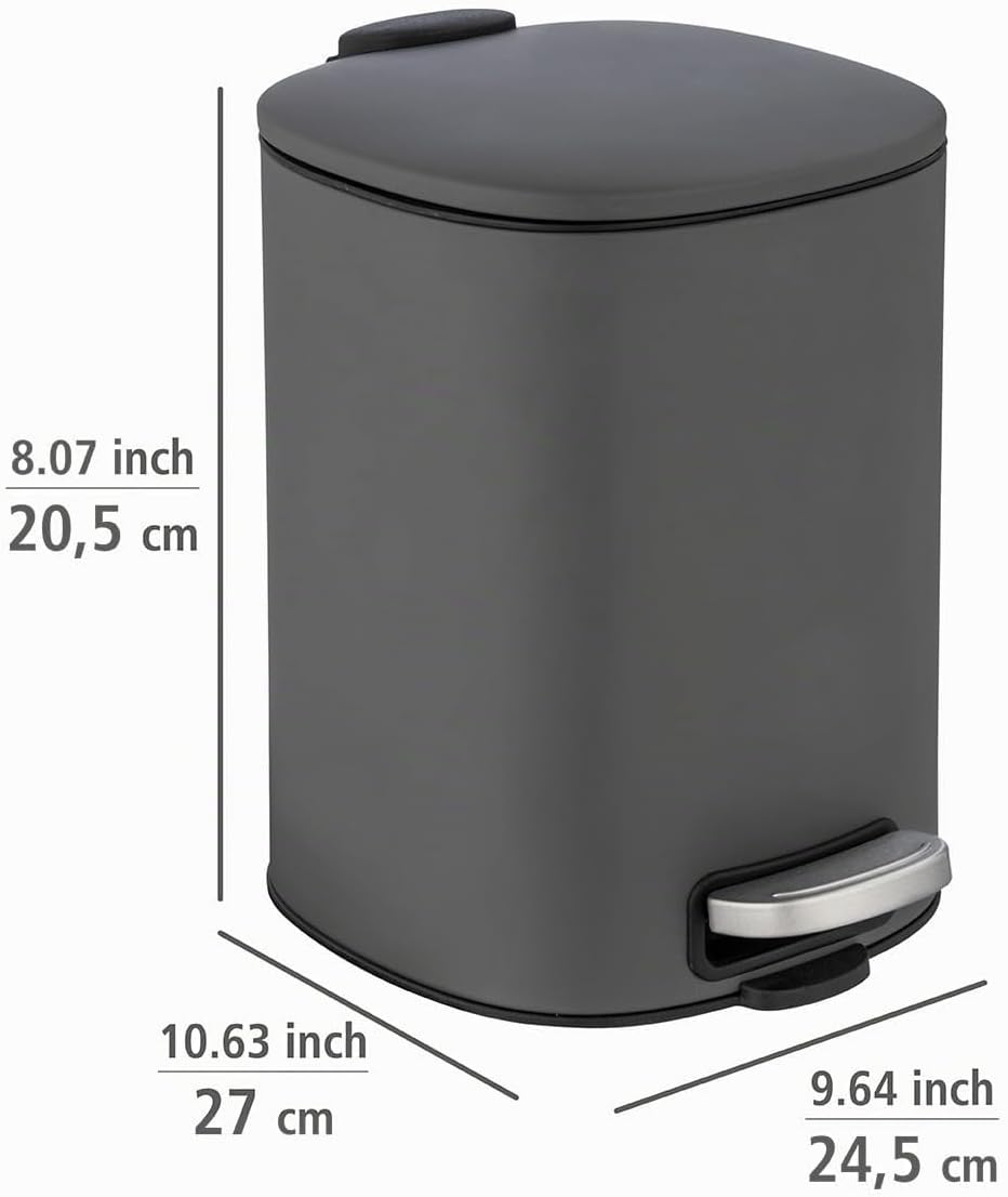 WENKO Kosmetik-Treteimer Mod. Alassio, Abfalleimer mit 5 Liter Volumen, hochwertiger Badezimmer-Müll