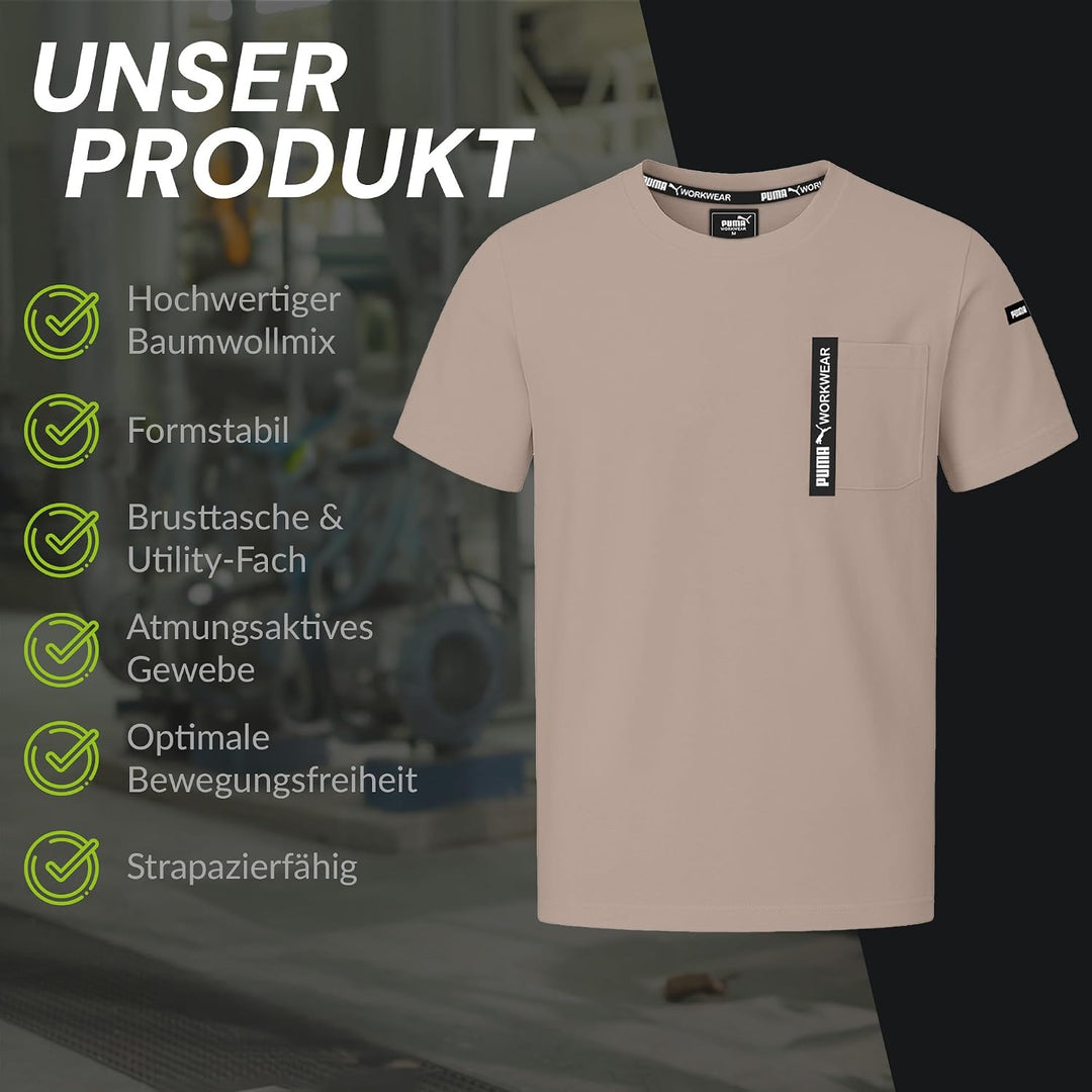 PUMA Workwear Advanced Kollektion - T-Shirts für Herren - Brusttasche und Utility Fach an der Schult